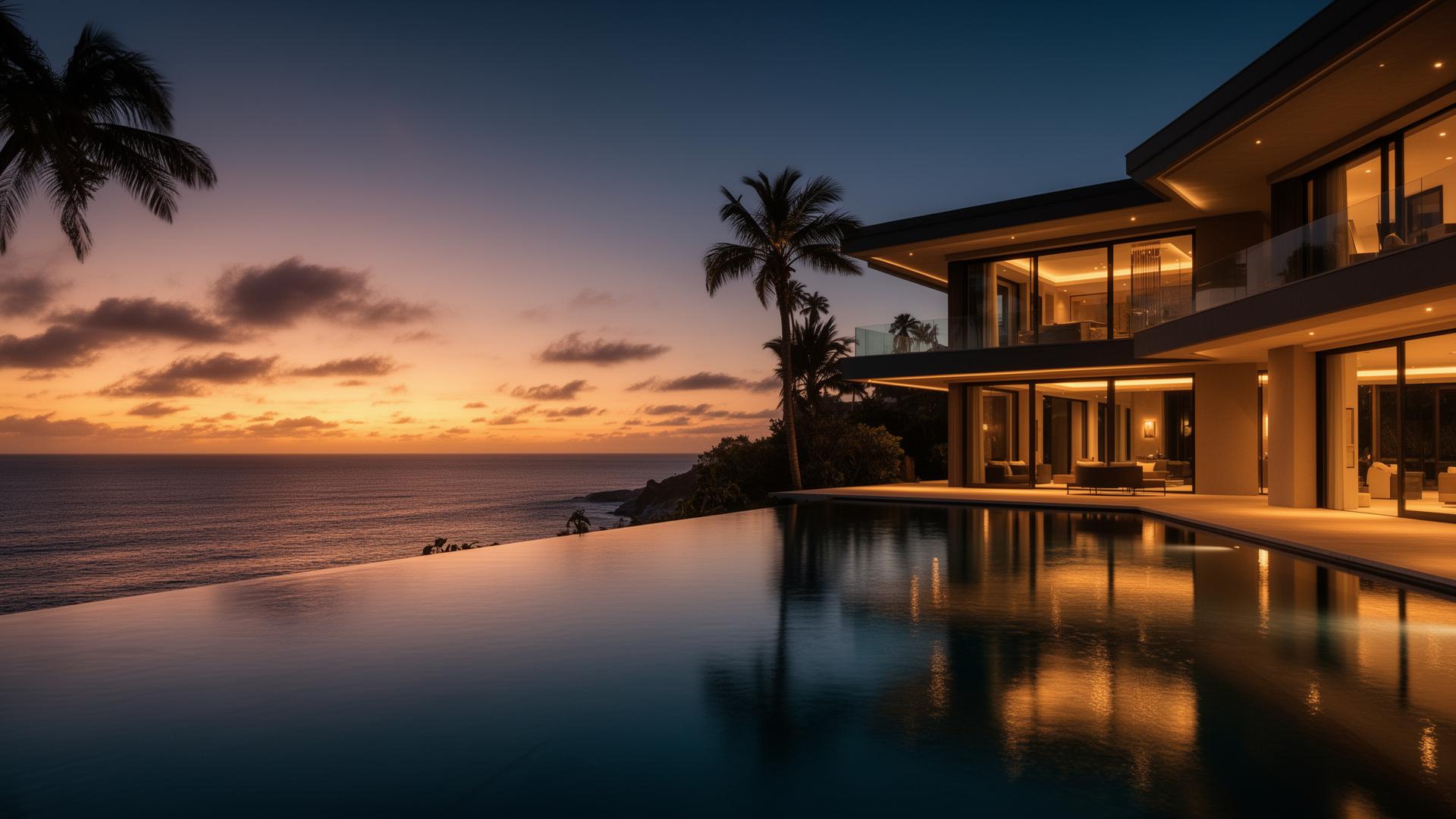 Luxury villa at sunset